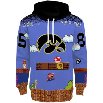 personalized iowa hawkeyes mario blue black hoodie best selling