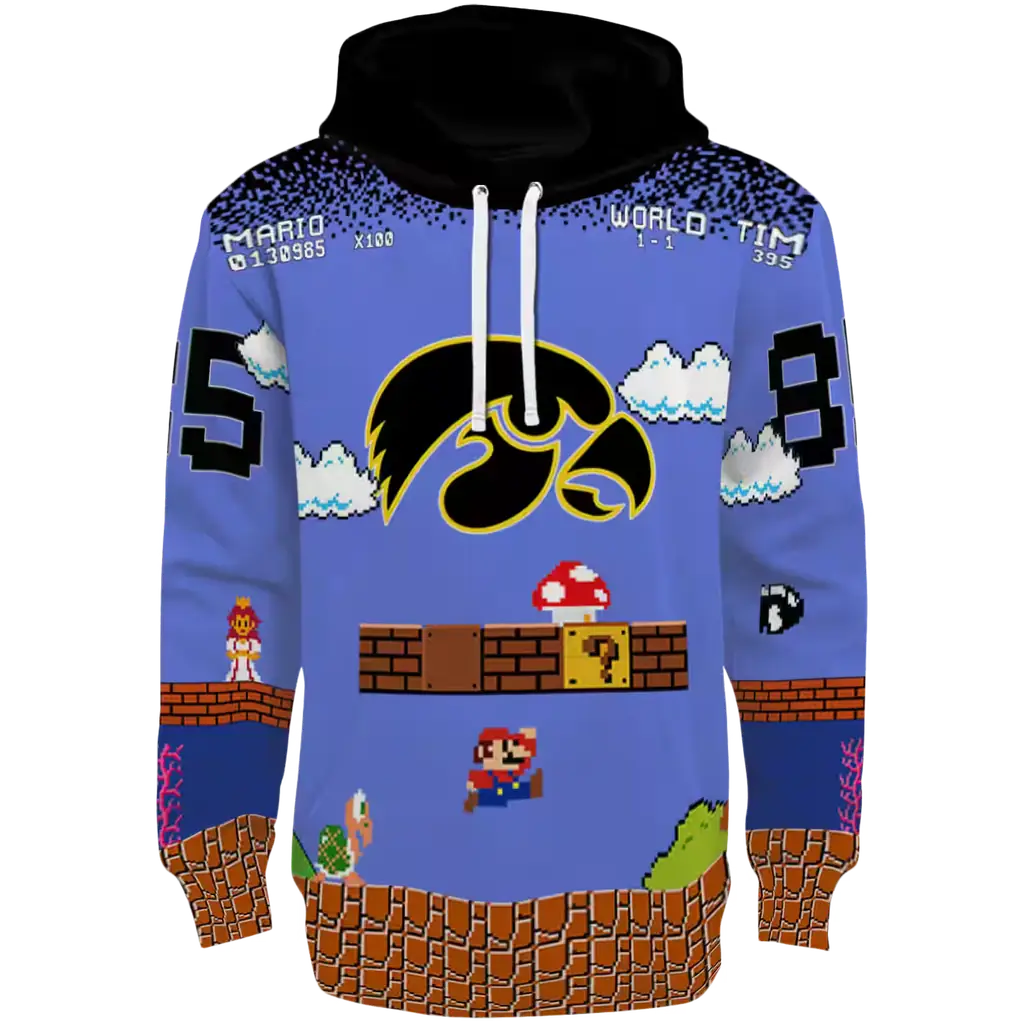personalized iowa hawkeyes mario blue black hoodie best selling personalized iowa hawkeyes mario blue black hoodie best selling
