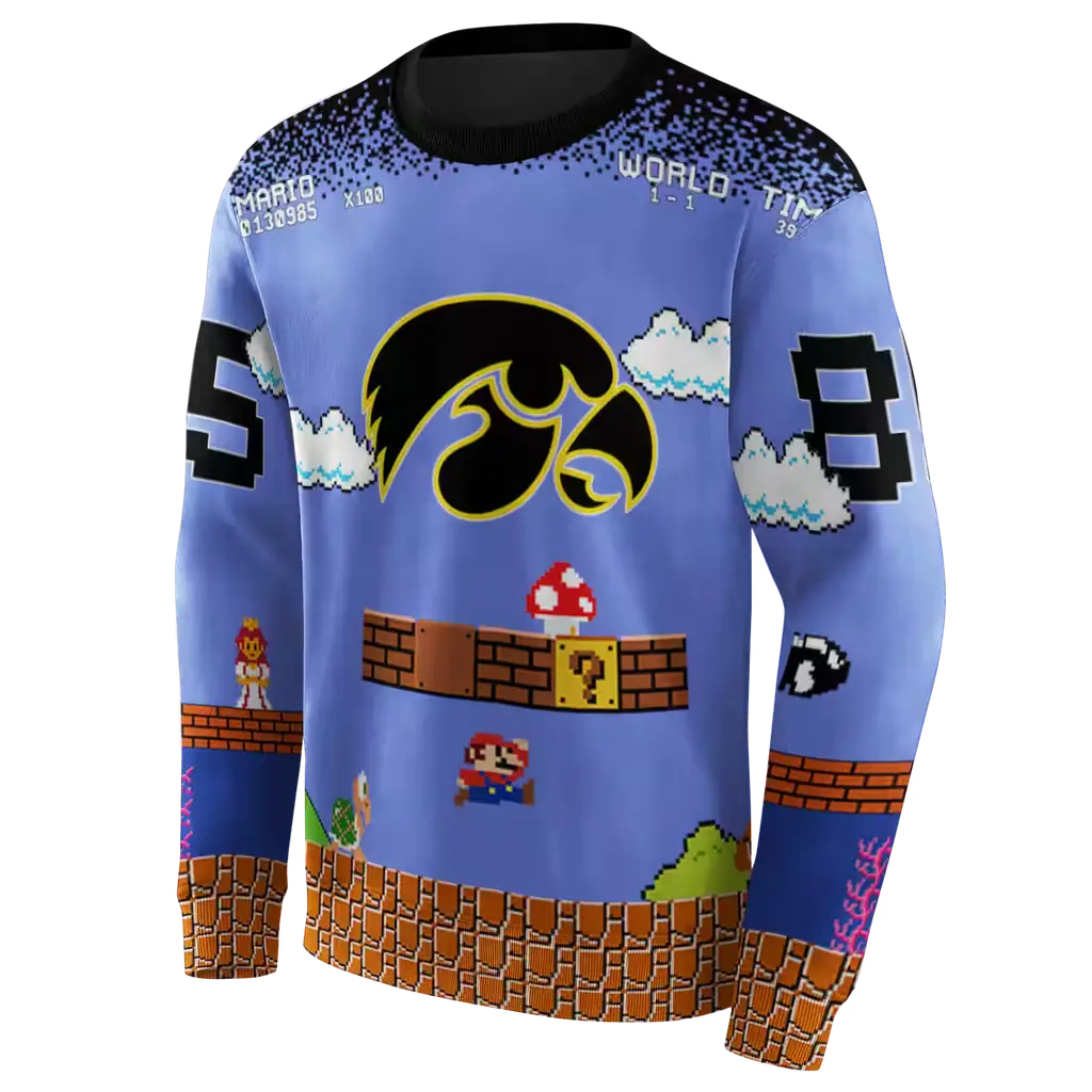 personalized iowa hawkeyes mario blue black hoodie new arrival personalized iowa hawkeyes mario blue black hoodie new arrival