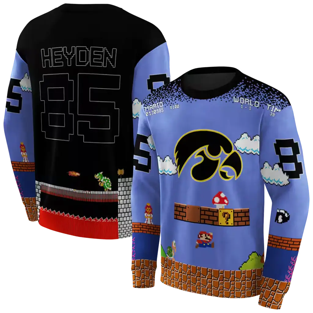 personalized iowa hawkeyes mario blue black hoodie premium grade personalized iowa hawkeyes mario blue black hoodie premium grade