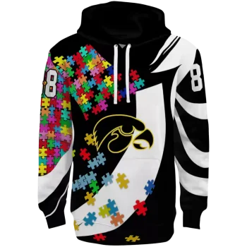 personalized iowa hawkeyes puzzle pieces black hoodie best selling