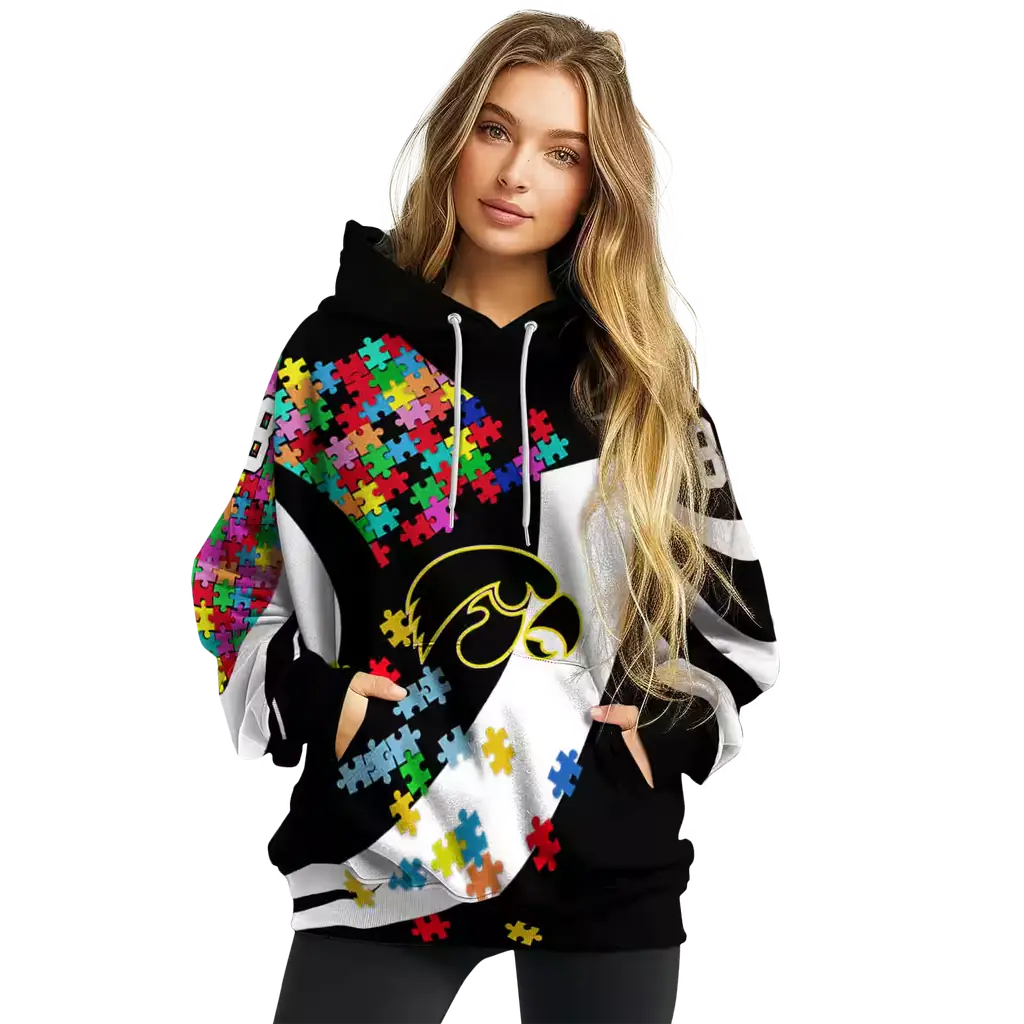 personalized iowa hawkeyes puzzle pieces black hoodie high quality personalized iowa hawkeyes puzzle pieces black hoodie high quality