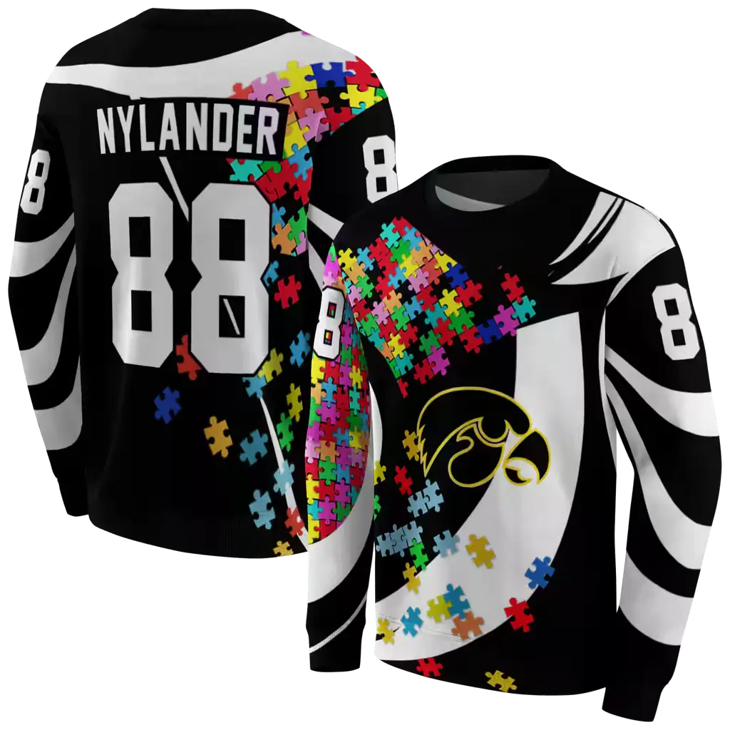 personalized iowa hawkeyes puzzle pieces black hoodie premium grade personalized iowa hawkeyes puzzle pieces black hoodie premium grade