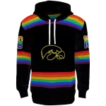 personalized iowa hawkeyes rainbow stripes black hoodie best selling