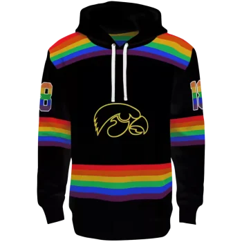 personalized iowa hawkeyes rainbow stripes black hoodie best selling