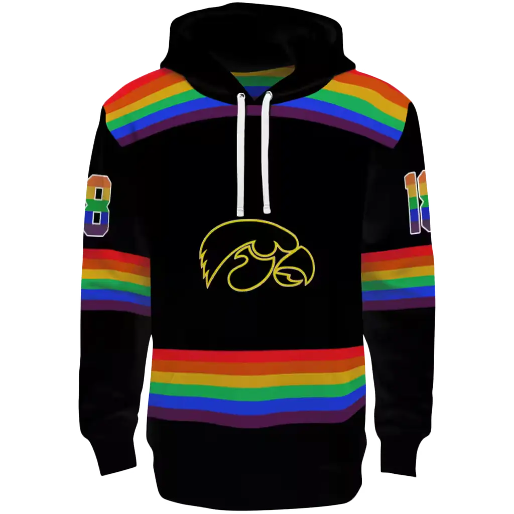 personalized iowa hawkeyes rainbow stripes black hoodie best selling personalized iowa hawkeyes rainbow stripes black hoodie best selling