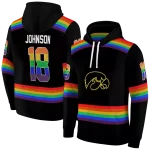 personalized iowa hawkeyes rainbow stripes black hoodie best selling