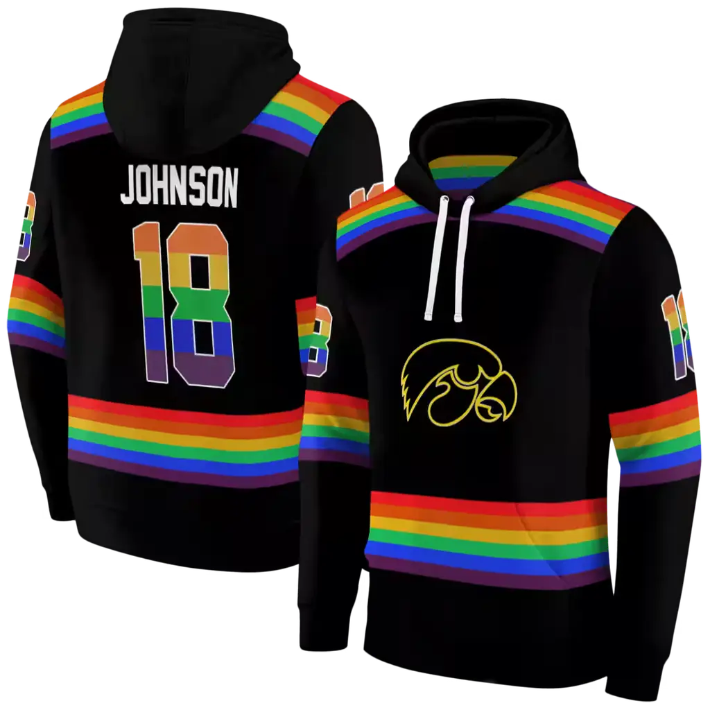 personalized iowa hawkeyes rainbow stripes black hoodie fashion forward personalized iowa hawkeyes rainbow stripes black hoodie fashion forward