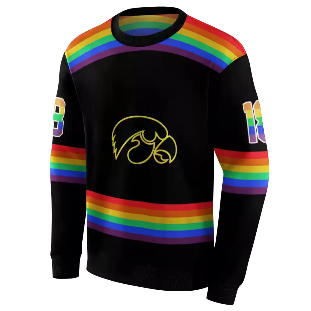 personalized iowa hawkeyes rainbow stripes black hoodie new arrival personalized iowa hawkeyes rainbow stripes black hoodie new arrival