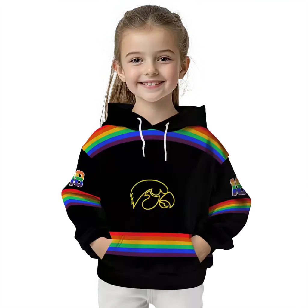 personalized iowa hawkeyes rainbow stripes black hoodie top rated personalized iowa hawkeyes rainbow stripes black hoodie top rated