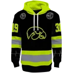 personalized iowa hawkeyes safety motif black neon green hoodie best selling