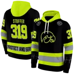personalized iowa hawkeyes safety motif black neon green hoodie best selling