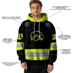 personalized iowa hawkeyes safety motif black neon green hoodie best selling