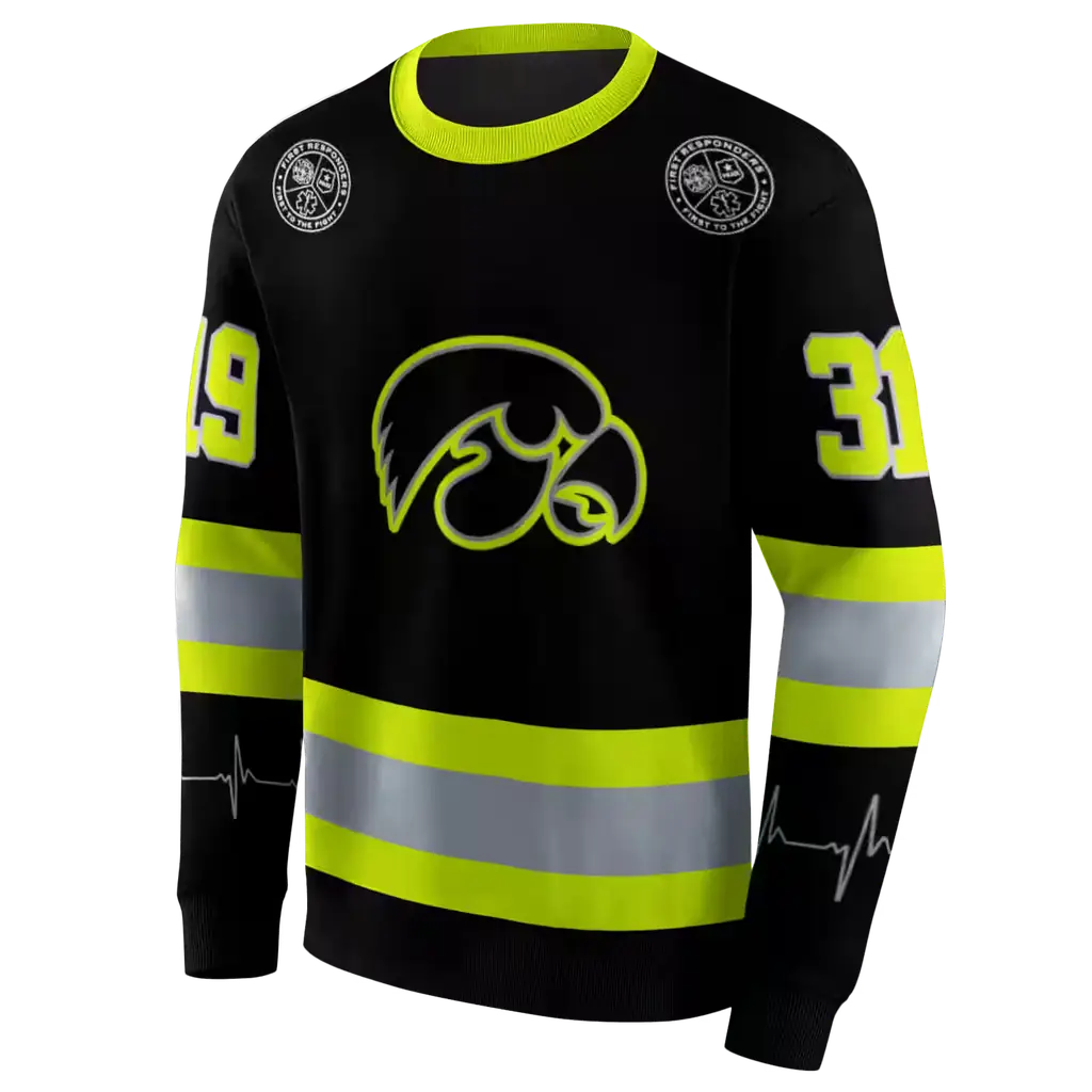 personalized iowa hawkeyes safety motif black neon green hoodie new arrival personalized iowa hawkeyes safety motif black neon green hoodie new arrival