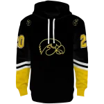 personalized iowa hawkeyes striped sleeves black hoodie best selling