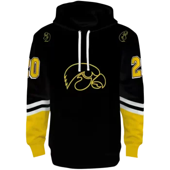 personalized iowa hawkeyes striped sleeves black hoodie best selling