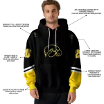 personalized iowa hawkeyes striped sleeves black hoodie best selling