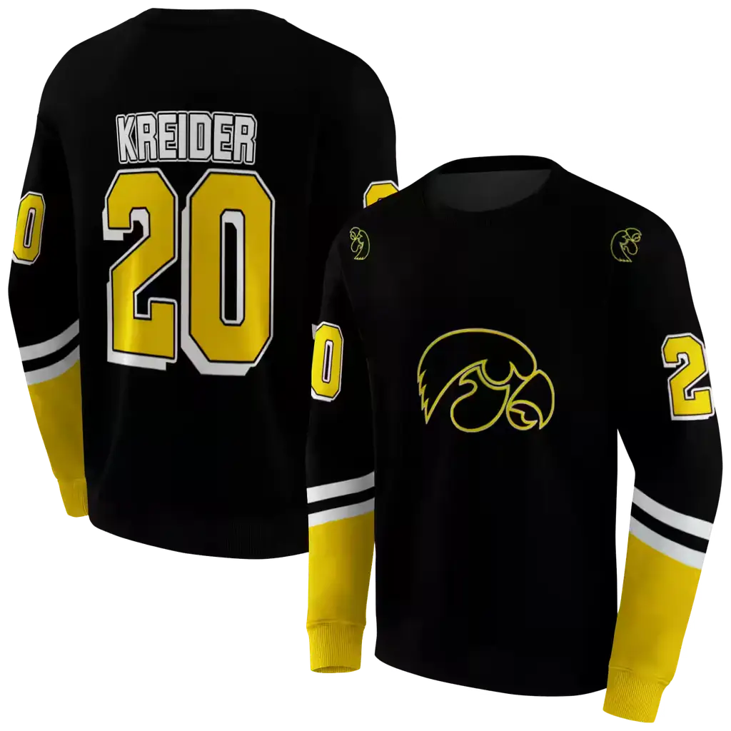 personalized iowa hawkeyes striped sleeves black hoodie premium grade personalized iowa hawkeyes striped sleeves black hoodie premium grade