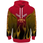 personalized iowa state cyclones flame design red hoodie best selling