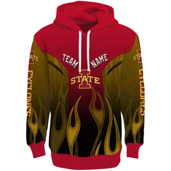 personalized iowa state cyclones flame design red hoodie best selling