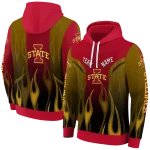 personalized iowa state cyclones flame design red hoodie best selling