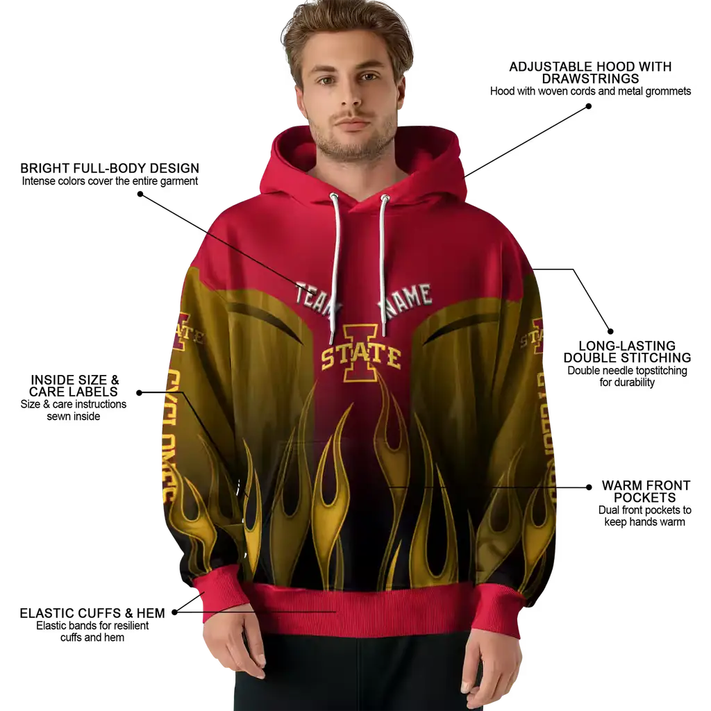 personalized iowa state cyclones flame design red hoodie latest model personalized iowa state cyclones flame design red hoodie latest model