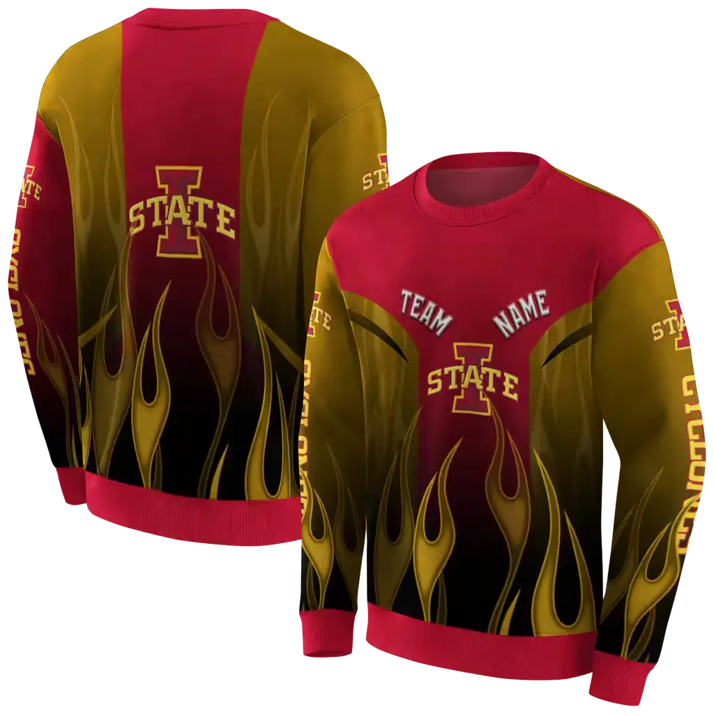 personalized iowa state cyclones flame design red hoodie premium grade personalized iowa state cyclones flame design red hoodie premium grade