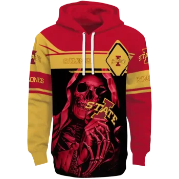 personalized iowa state cyclones grim reaper red black hoodie best selling