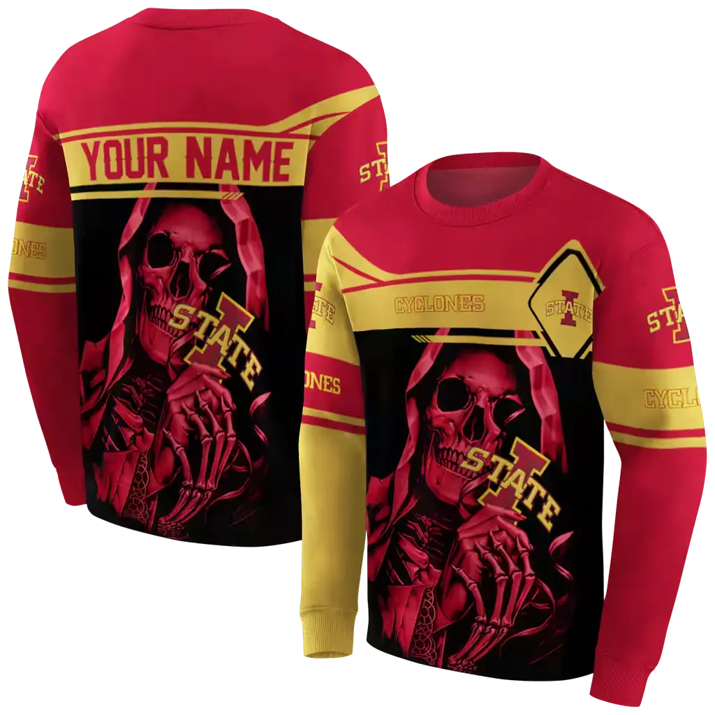 personalized iowa state cyclones grim reaper red black hoodie premium grade personalized iowa state cyclones grim reaper red black hoodie premium grade