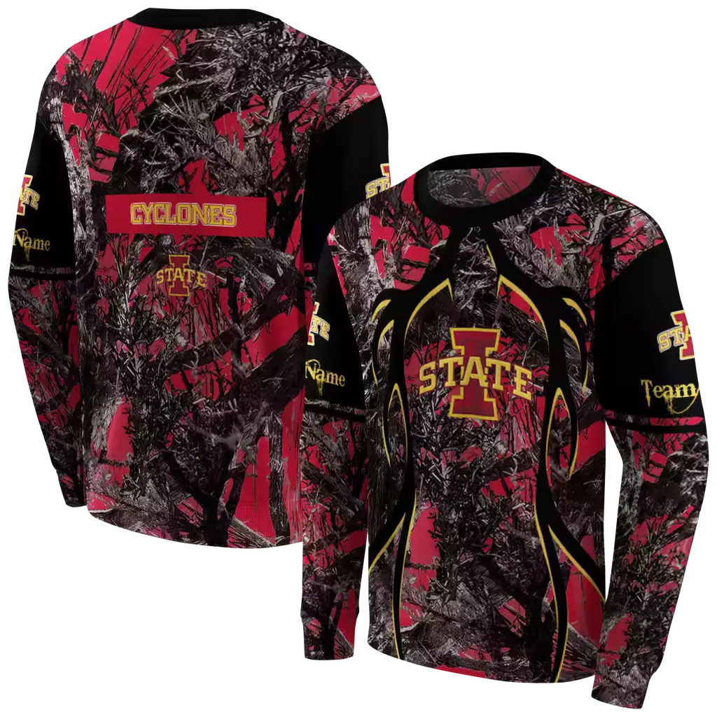 personalized iowa state cyclones hunting theme red black hoodie premium grade personalized iowa state cyclones hunting theme red black hoodie premium grade