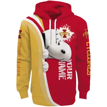 personalized iowa state cyclones peeking snoopy red hoodie best selling