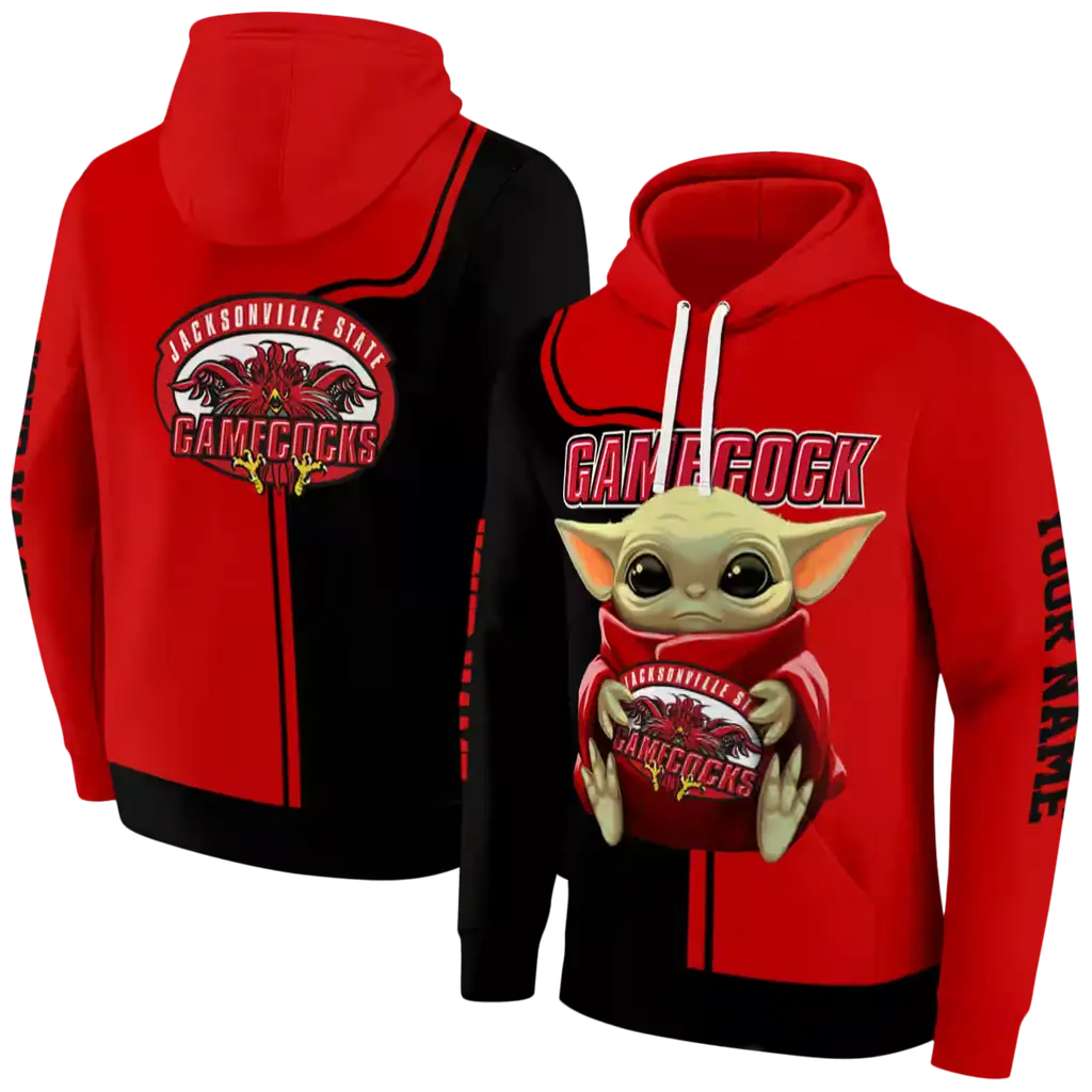 personalized jacksonville state gamecocks baby yoda red black hoodie fashion forward personalized jacksonville state gamecocks baby yoda red black hoodie fashion forward