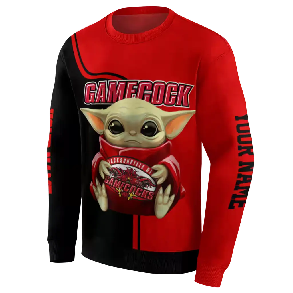 personalized jacksonville state gamecocks baby yoda red black hoodie new arrival personalized jacksonville state gamecocks baby yoda red black hoodie new arrival
