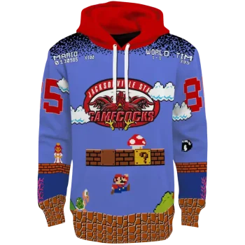 personalized jacksonville state gamecocks mario blue black hoodie best selling