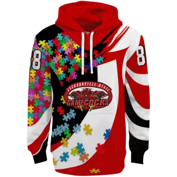 personalized jacksonville state gamecocks puzzle pieces red hoodie best selling