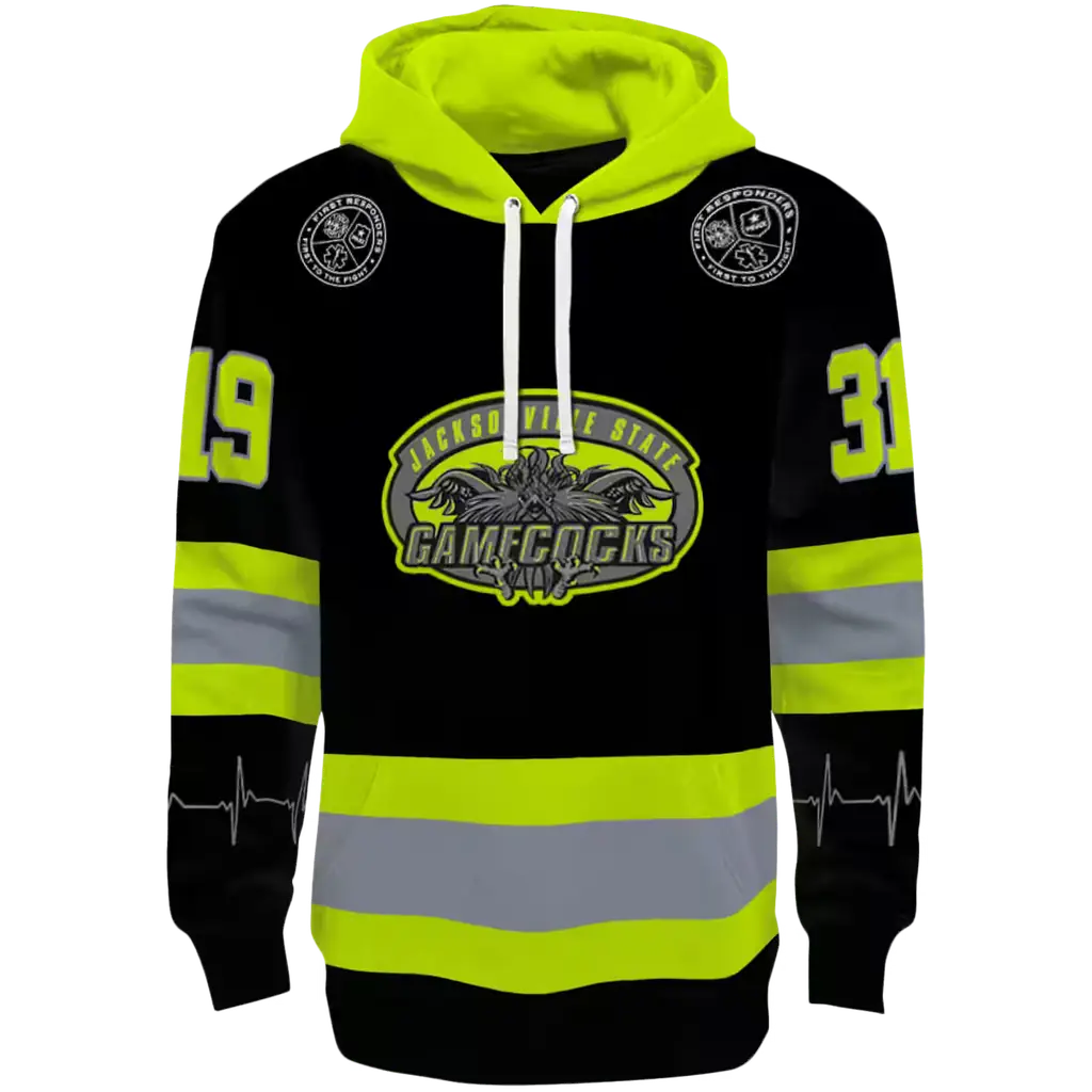 personalized jacksonville state gamecocks safety motif black neon green hoodie best selling personalized jacksonville state gamecocks safety motif black neon green hoodie best selling