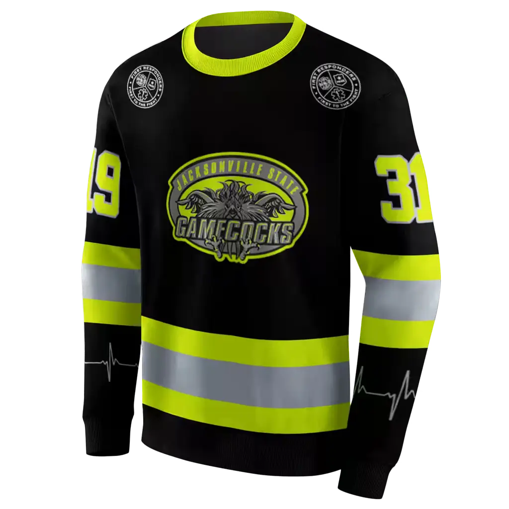 personalized jacksonville state gamecocks safety motif black neon green hoodie new arrival personalized jacksonville state gamecocks safety motif black neon green hoodie new arrival