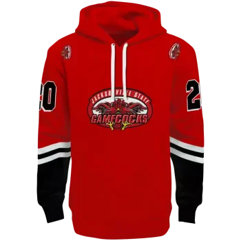 personalized jacksonville state gamecocks striped sleeves red hoodie best selling