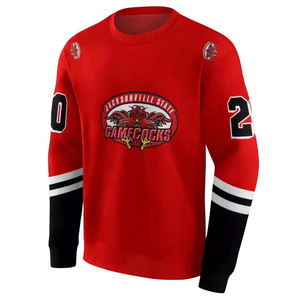 personalized jacksonville state gamecocks striped sleeves red hoodie new arrival personalized jacksonville state gamecocks striped sleeves red hoodie new arrival