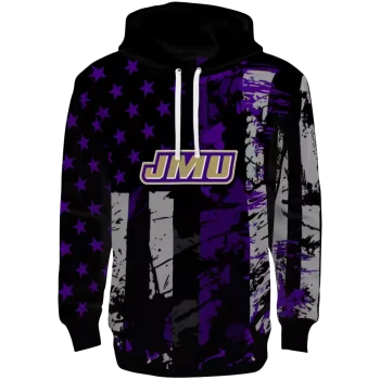 personalized james madison dukes distressed flag purple black hoodie best selling