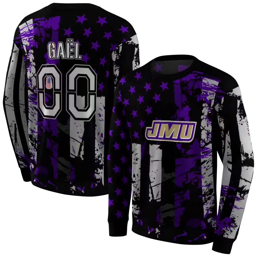 personalized james madison dukes distressed flag purple black hoodie premium grade personalized james madison dukes distressed flag purple black hoodie premium grade