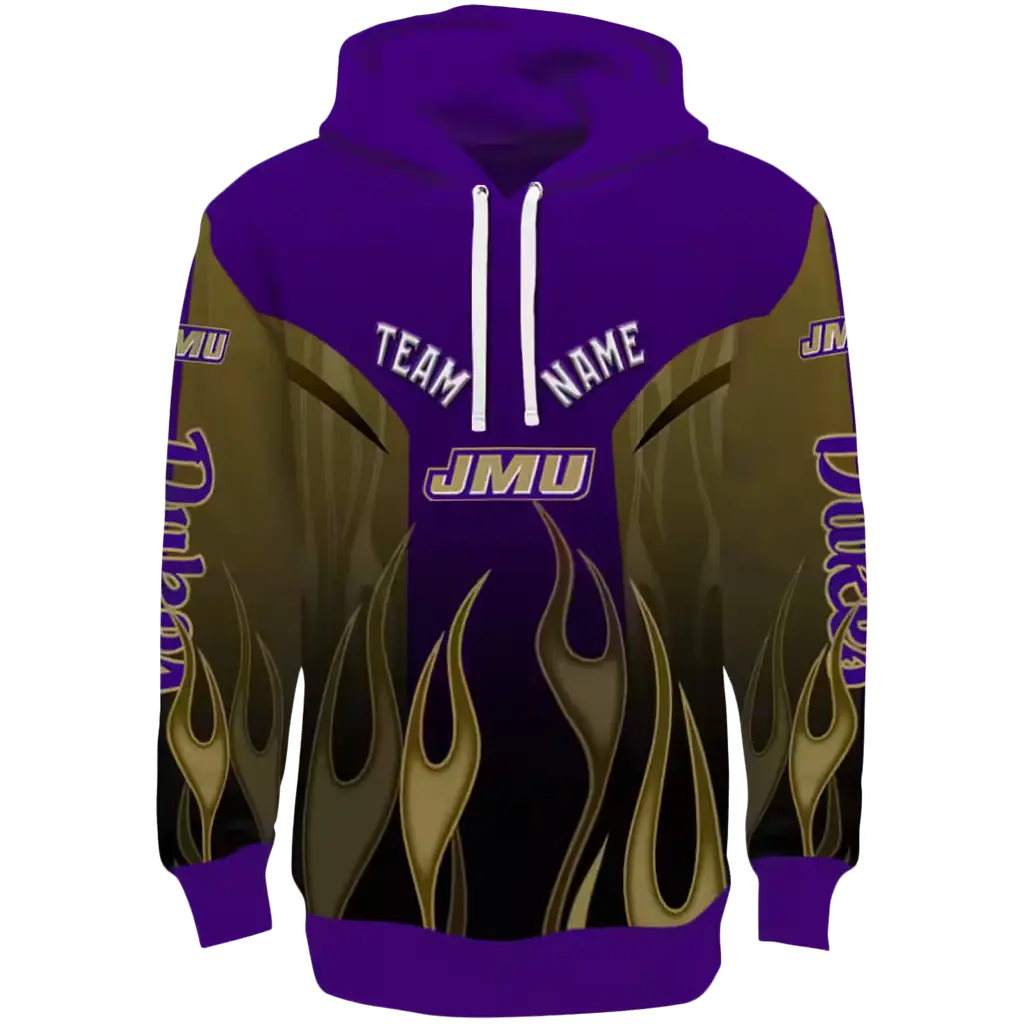 personalized james madison dukes flame design purple hoodie best selling personalized james madison dukes flame design purple hoodie best selling