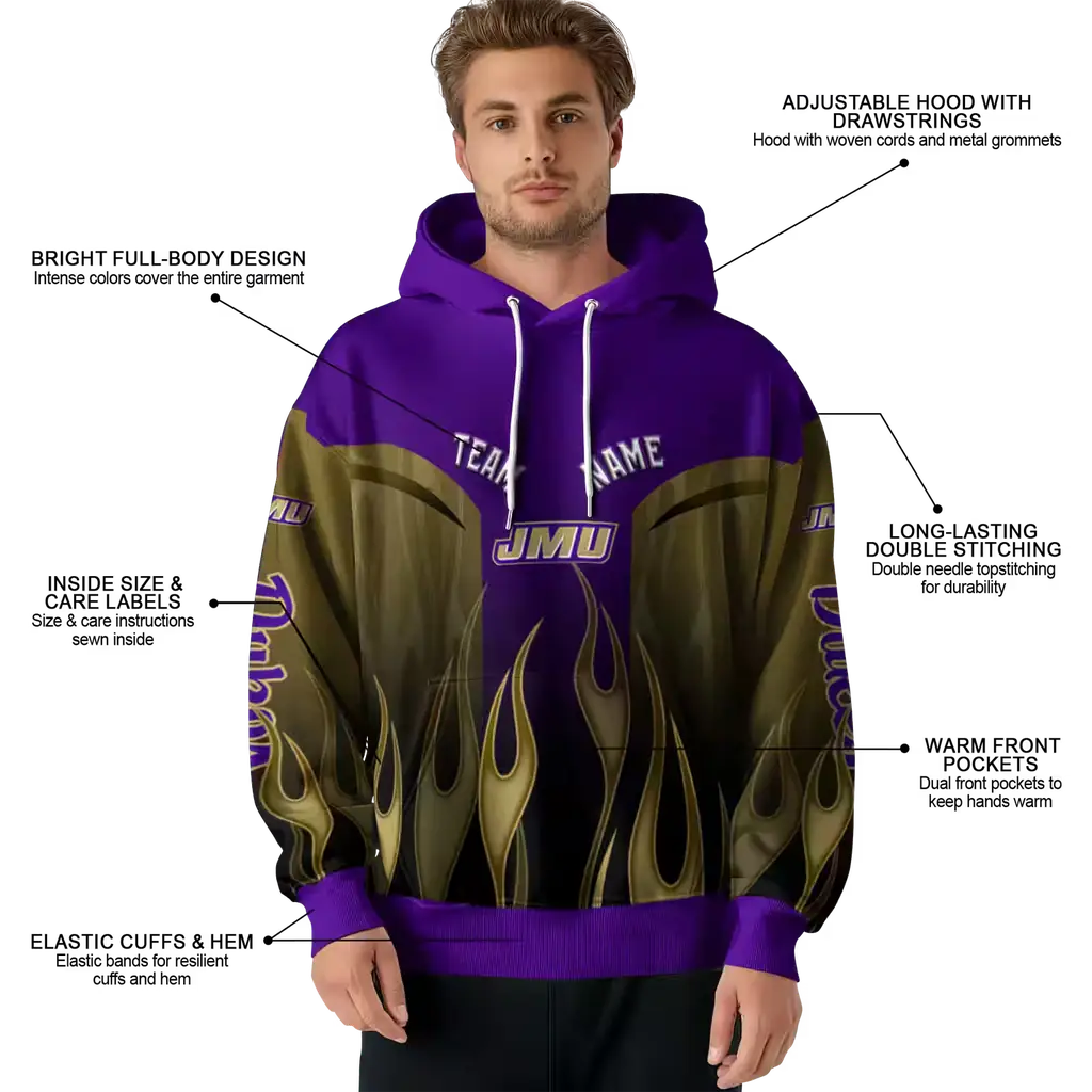 personalized james madison dukes flame design purple hoodie latest model personalized james madison dukes flame design purple hoodie latest model
