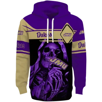 personalized james madison dukes grim reaper purple black hoodie best selling