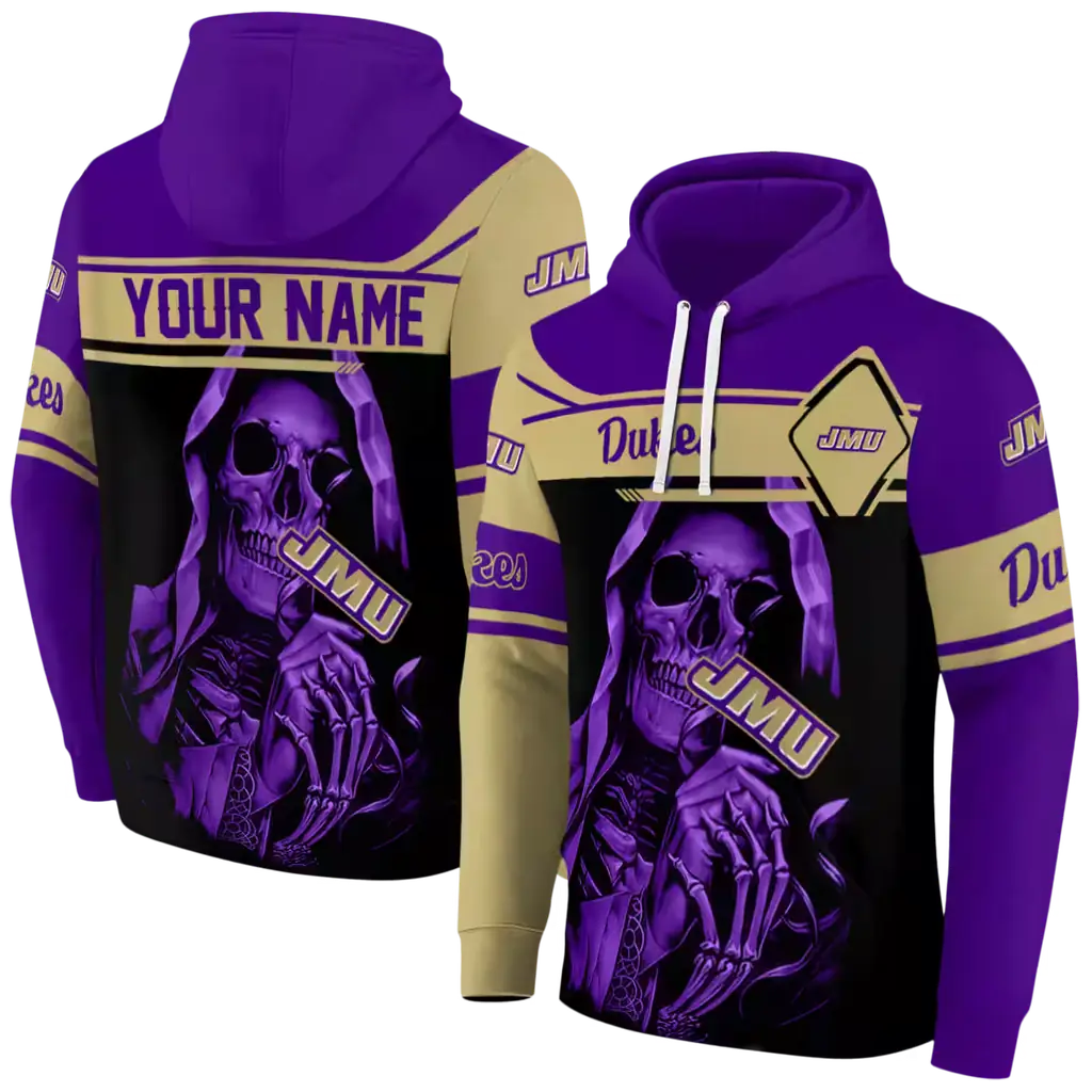 personalized james madison dukes grim reaper purple black hoodie fashion forward personalized james madison dukes grim reaper purple black hoodie fashion forward