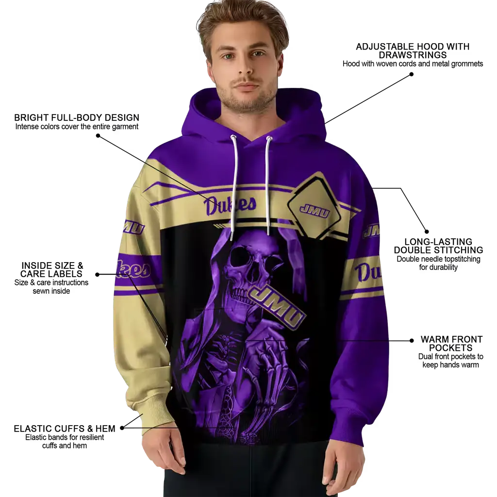 personalized james madison dukes grim reaper purple black hoodie latest model personalized james madison dukes grim reaper purple black hoodie latest model