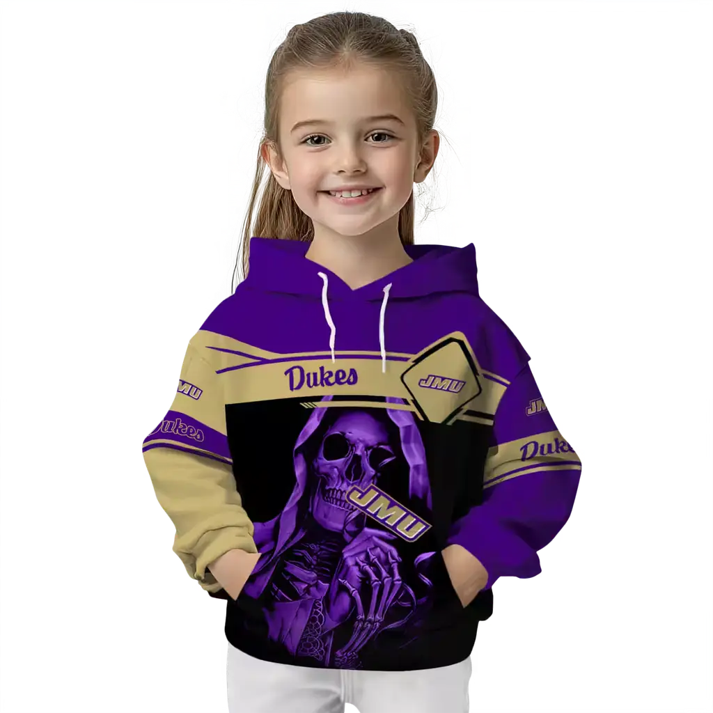 personalized james madison dukes grim reaper purple black hoodie top rated personalized james madison dukes grim reaper purple black hoodie top rated
