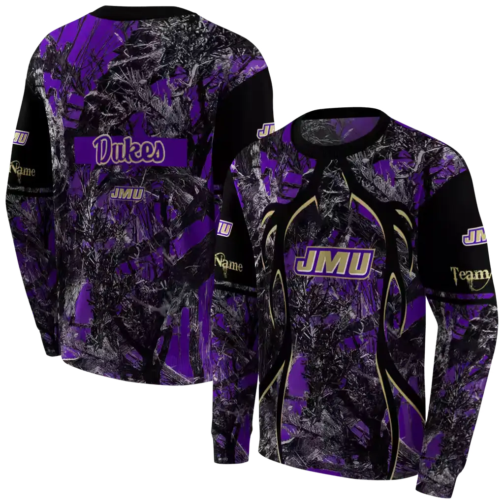 personalized james madison dukes hunting theme purple black hoodie premium grade personalized james madison dukes hunting theme purple black hoodie premium grade