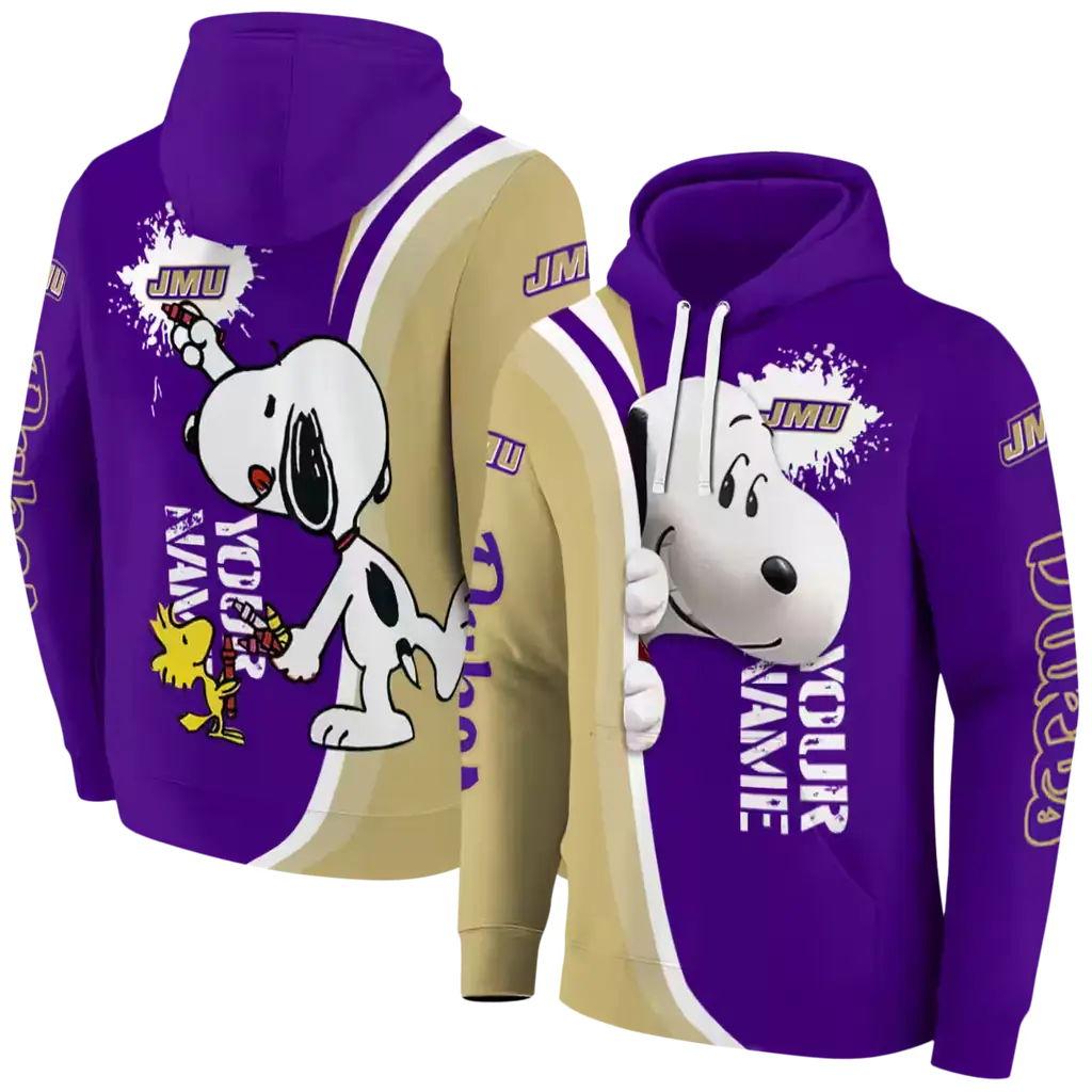 personalized james madison dukes peeking snoopy purple hoodie fashion forward personalized james madison dukes peeking snoopy purple hoodie fashion forward