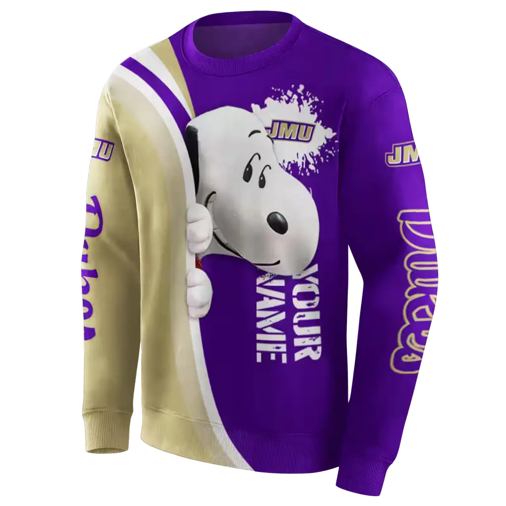 personalized james madison dukes peeking snoopy purple hoodie new arrival personalized james madison dukes peeking snoopy purple hoodie new arrival